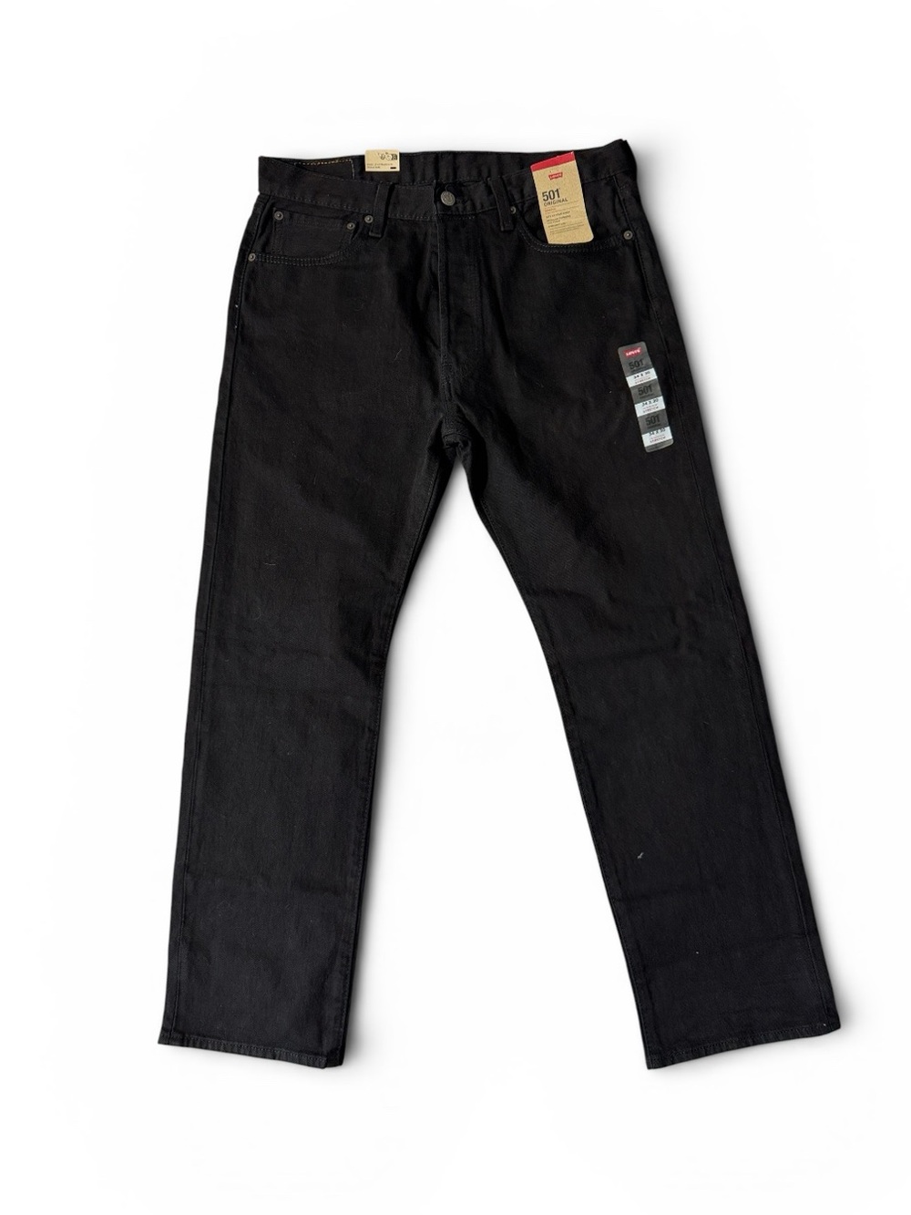 NEW Levi’s mens 34x30 black 501 original straight stretch button fly jeans NWT